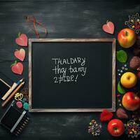 Teachers Day greeting card on black chalkboard high quality ai generated image photo