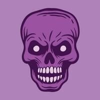 purple Skull hand drawn illustrations for stickers, logo, tattoo etc vector