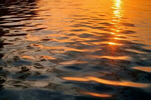 Serene sunset over a calm body of water photo