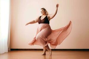 Plus size woman dance. Generate Ai photo