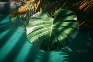 Tropical leaves water. Generate Ai photo