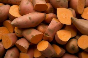 Sweet potato harvest. Generate Ai photo