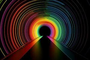 Rainbow tunnel. Generate Ai photo