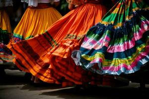 Mexican colorful skirt closeup. Generate Ai photo