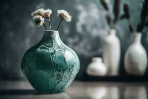 Modern vase flower decor. Generate Ai photo