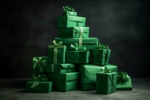 verde regalos regalos pila. generar ai foto