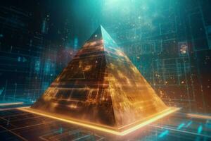 High tech pyramid energy. Generate Ai photo