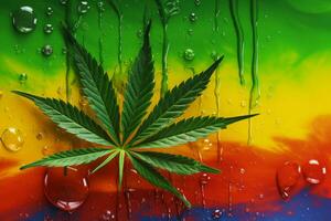 Cannabis colorful paint. Generate Ai photo