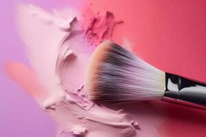 Make up brush pink. Generate Ai photo