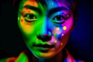 Colorful asian makeup. Generate Ai photo
