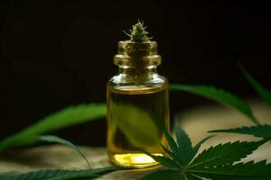 Cannabis medical oil bottle. Generate Ai photo