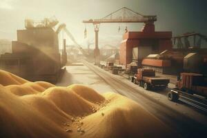 Grain deal port logistic. Generate Ai photo