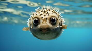 Close-up view of a puffer fish swimming in its natural habitat photo