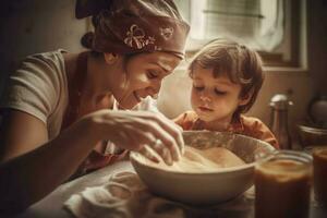 hogar Cocinando familia. generar ai foto