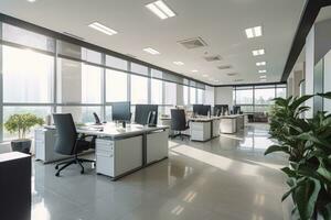 Bright and clean office with modern furniture photo