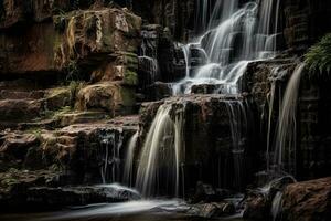 Majestic waterfall cascading down a rocky cliff photo