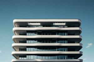 Metal silver and black modern building under the blue sky photo