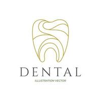 Dent Tooth Line Outline Style for Dental Icon Illustration Symbol vector