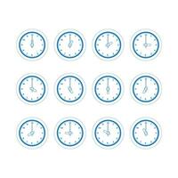 conjunto de aislado pared reloj icono ilustración vector
