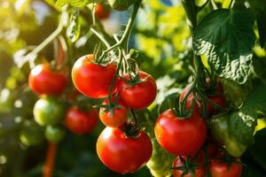 rojo Tomates agricultura cosecha. generativo ai foto