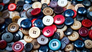 Collection of different multi colored buttons. photo