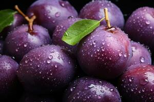 Fresh sweet plums close up. photo