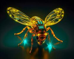 A Mystical and Enchanting Firefly with a Blue Light AI Generative photo