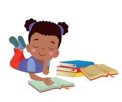 cute happy girl reading a book vector