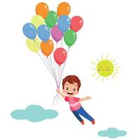 Happy children and colorful balloons vector