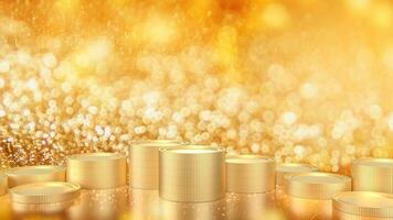 The Gold coins on bokeh Background 3d rendering photo