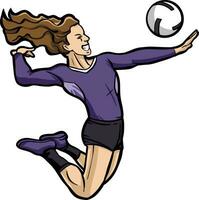 volleyball girl player action clipart vector