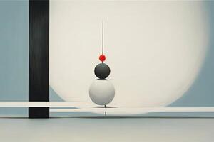 Embrace minimalism and simplicity, using clean lines and sparse elements to convey a sense of calm and clarity in the abstract composition. photo