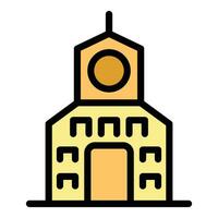 Old city building icon vector flat