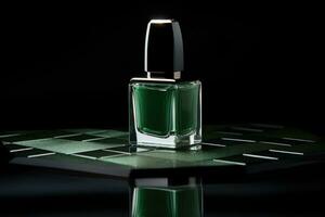 Green nail polish bottle. photo