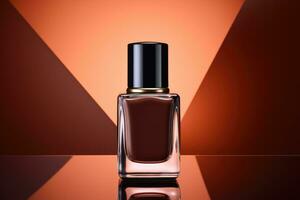 Brown nail polish bottle. photo