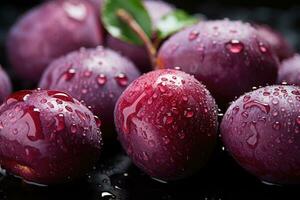 Fresh sweet plums close up. photo