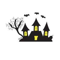 Kids drawing Cartoon Vector illustration spooky castle icon Isolated on White Background