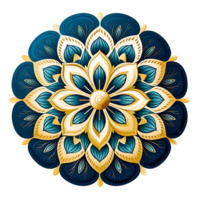 dekorativ runda teckning med blå mandala, ai genererad png