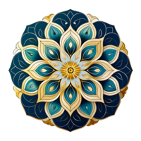 Ornamental round drawing with blue mandala, Ai Generated png