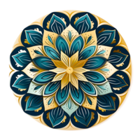 Ornamental round drawing with blue mandala, Ai Generated png