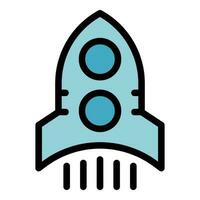 Startup rocket icon vector flat