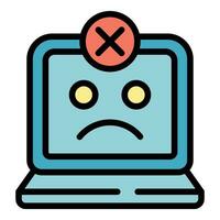 Laptop error icon vector flat