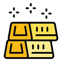 Gold bar icon vector flat