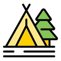 Forest tent icon vector flat