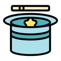 Magic hat wand icon vector flat