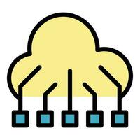 Digital data cloud icon vector flat