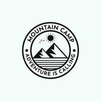 Mountain logo design circle vintage retro style label badge vector