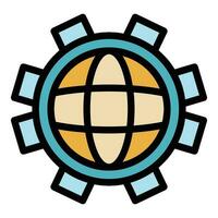 Global gear printing icon vector flat