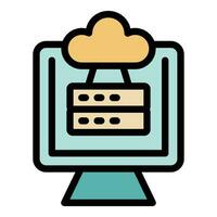 Cloud server data icon vector flat