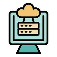 Cloud server data icon vector flat